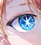  1boy blonde_hair blue_eyes eyelashes hair_between_eyes highres hoshino_aquamarine looking_at_viewer mahiru_yura male_focus oshi_no_ko shadow short_hair solo sparkle star-shaped_pupils star_(symbol) sweat sweatdrop symbol-shaped_pupils upper_body 