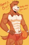  2022 abs anthro asking ball basketball basketball_(ball) beagle biceps black_nose bodily_fluids bottomwear brown_body brown_fur bulge canid canine canis clothed clothing colored dialogue domestic_dog english_text erection erection_under_clothing eyebrows facial_hair floppy_ears fur genital_fluids genital_outline gym_bottomwear gym_clothing gym_shorts half_clothed half_naked hand_on_hip hi_res holding_object hunting_dog leaking_precum leaking_through_clothing long_ears looking_at_viewer male mammal multicolored_body multicolored_fur muscular muscular_anthro muscular_male muscular_thighs nipples pecs penis_outline pink_nipples precum precum_through_bottomwear precum_through_clothing precum_through_shorts red_bottomwear red_clothing red_shorts red_text scent_hound shorts simple_background solo speech_bubble sport standing suggestive sweat tail talking_to_viewer text thick_eyebrows topless topless_male watermark wet wet_body wet_clothing wet_fur white_body white_fur wilson_(wilsondoggo64) wilsondoggo64 wrist_warmers yellow_background yellow_eyes 
