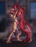  anthro claws duo french_kissing hi_res ike_(iukekini) kissing male male/male muscular muscular_anthro muscular_male red_body red_scales reptile scales scalie tres-art yellow_body yellow_scales zartersus 