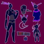  &lt;3 ambiguous_gender blue_body blue_clothing clothing exclamation_point fan_character hi_res humanoid iterator kayw2324 machine model_sheet motion_lines nude outline rain_world restless_chime_(kayw2324) robot robot_humanoid simple_background solo symbol wire 