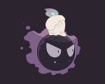  closed_mouth fangs fangs_out fire gastly jaho litwick no_humans on_head pokemon pokemon_(creature) pokemon_on_head smile yellow_eyes 