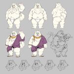  1:1 2023 anthro asian_clothing belly big_belly butt canid canine canis clothed clothing domestic_dog east_asian_clothing fundoshi hi_res humanoid_hands japanese_clothing kemono male mammal model_sheet nekomarudon overweight overweight_male solo underwear white_clothing white_fundoshi white_underwear 