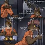  absurd_res anthro balls brown_body brown_fur canid canine canis clothed clothing dreamworks duo english_text fur furryjacko genitals hi_res humanoid_genitalia humanoid_penis jacko18 male male/male mammal mr._wolf_(the_bad_guys) penis text the_bad_guys wolf 