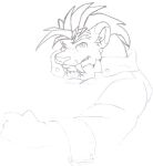  2013 anthro clothed clothing danellz fangs felid hair jacket male mammal muscular muscular_anthro muscular_male saber-toothed_tiger sabertooth_(anatomy) sketch solo teeth topwear traditional_media_(artwork) unfinished 
