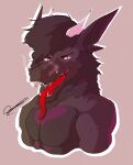  absurd_res anthro black_body cheek_tuft depictionexpress drag&oacute;n facial_tuft hi_res horn long_tongue male mane mugshot muscular muscular_anthro muscular_male reptile scalie smoke_from_nose solo tongue tuft 