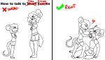  anthro barefoot blush bottomwear clothing crossed_arms digital_drawing_(artwork) digital_media_(artwork) erynerikard feet female female/female foot_on_crotch hand_on_chin hi_res how_to_talk_to_short_people hyena looking_down_at_partner mammal meme monochrome murid murine rat rodent sabine_(erynerikard) shirt shorts size_difference small_dom_big_sub spotted_hyena t-shirt tail tommie_(erynerikard) topwear trans_(lore) trans_woman_(lore) 