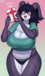  absurd_res anthro big_breasts black_body black_fur black_hair blush breasts chest_tuft cleavage clothed clothing curvy_figure eyebrows female fingers fur gift hair hi_res huge_breasts jena_(sususuigi) kemono lagomorph leporid long_ears looking_at_viewer mammal multicolored_body multicolored_fur panties portrait rabbit red_eyes signature solo standing sususuigi text thick_thighs three-quarter_portrait topwear tuft two_tone_body two_tone_fur underwear voluptuous white_body white_day white_fur wide_hips 