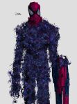  absurdres animal bug creature highres holding holding_clothes looking_at_viewer marvel mask rxzarx signature simple_background spider spider-man_(series) spiders-man 