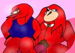  anonymous_artist anthro bodily_fluids genitals gym knuckles_the_echidna male muscular nipples sega smelly solo sonic_the_hedgehog_(series) sweat sweatdrop 