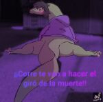  2023 absurd_res alligator alligatorid anthro blush claws clothing crocodilian dialogue digital_drawing_(artwork) digital_media_(artwork) female green_body green_hair green_scales grey_eyes hair hi_res hoodie i_wani_hug_that_gator inside lefemdoc long_neck long_tail meme olivia_(iwhtg) photo_background photography_(artwork) reptile scales scalie short_hair snout solo spanish_text tail text toe_claws topwear translation_check translation_request watermark yellow_sclera 