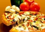  cheese_trail enonnbo food food_focus mushroom no_humans original pepperoni pizza pizza_slice shadow still_life tomato 
