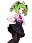  delutaya drill_hair gloves green_hair highres indie_virtual_youtuber multicolored_hair red_eyes shen_li twin_drills 