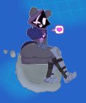  absurd_res anthro bear butt eye_scar facial_scar female fur hand_on_leg hand_on_thigh heart_speech_bubble hi_res mammal one_eye_closed pose raven_team_leader scar sitting solo speech_bubble tyefoat_(artist) wink 