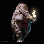  1:1 3_fingers 3d_(artwork) absurd_res anthro balls blind bodypaint digital_media_(artwork) dreadlocks elemental_manipulation elephant elephantid fingers fire fire_manipulation genitals herm hi_res intersex lagende mammal maxsculpts nipples overweight overweight_intersex penis proboscidean proboscis_(anatomy) solo trunk_(anatomy) tusks 