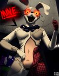  absurd_res animate_inanimate anthro breasts clothing costume female first_person_view five_nights_at_freddy&#039;s fursuit genitals hi_res immelmann lagomorph leporid living_fursuit looking_at_viewer mammal mirror nippleless pussy rabbit scottgames solo stitch_(sewing) trapped vanny_(fnaf) 