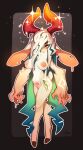  absurd_res anthro big_breasts breasts deer female hair hair_over_eye hallogreen hi_res horn jenjen_(oyenvar) looking_at_viewer mammal mouth_closed navel nipples one_eye_obstructed red_eyes solo 