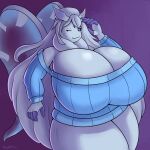  absurd_res anthro big_breasts breasts clothing curvy_figure female frosmoth generation_8_pokemon hair hi_res huge_breasts hyper hyper_breasts long_hair looking_at_viewer moonlitesau nintendo one_eye_closed pokemon pokemon_(species) smile smiling_at_viewer solo sweater thick_thighs topwear wide_hips wings wink winking_at_viewer 