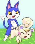  animal_crossing anthro belly blue_body blue_fur blush bodily_fluids butt chibi cum cum_in_ass cum_inside domestic_cat duo eyes_closed felid feline felis fur genital_fluids hi_res male male/male male_penetrated male_penetrating male_penetrating_male mammal marshal_(animal_crossing) mincheeto nintendo nude orgasm penetration rodent sciurid sex slightly_chubby tom_(animal_crossing) tree_squirrel white_body white_fur yellow_eyes 