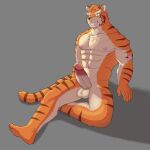  abs anthro balls barefoot casual_erection casual_nudity erection feet felid feline fur genitals ghostcatmar grantly hi_res humanoid_genitalia humanoid_hands humanoid_penis knights_college male mammal muscular muscular_anthro muscular_male nipples nude orange_body orange_fur pantherine pecs penis simple_background smile solo stripes tiger toes 