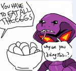  2019 arbok bodily_fluids bowl cobra comic_panel container crying dialogue digital_drawing_(artwork) digital_media_(artwork) dot_eyes duo egg english_text eyelashes fangs female female_focus forked_tongue generation_1_pokemon humor makeup mascara mascara_tears nintendo nostrills not_furry offscreen_character open_mouth pokemon pokemon_(species) preparation purple_body purple_scales question question_mark reptile scales scalie simple_background snake tears teeth text tongue unknown_artist what white_background wojak 