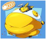  animal_crossing ankha_(animal_crossing) anthro belly big_belly big_butt black_eyes blue_hair body_inflation burping butt clothing domestic_cat eating felid feline felis female food fruit fur gameplay_mechanics hair hi_res huge_butt hyper hyper_belly hyper_butt immobile inflation mammal markings navel nintendo panties plant solo sound_effects striped_markings striped_tail stripes stuffing tail tail_markings text underwear veryfilthything weight_gain yellow_body yellow_fur 