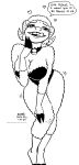  &lt;3 2023 anthro bell bell_collar black_and_white bovid breasts caprine cleavage clothed clothing collar english_text female fur hi_res hoof_hands horn lana_lynne leotard mammal monochrome seductive sheep solo tegerio text tongue tongue_out wool_(fur) 