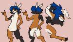  anthro appelsaus black_body black_fur black_hair blue_hair bovid brown_body brown_fur calico_pattern caprine chest_tuft eyebrow_through_hair eyebrows female foot_tuft fur gesture goat hair hand_on_hip heel_tuft horn lenore_(appelsaus) looking_at_viewer male male/female mammal model_sheet pointing short_tail tail translucent translucent_hair tuft white_body white_fur wide_hips 