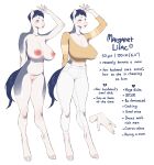  5_fingers absurd_res anthro areola big_breasts biped breasts clothed clothing countershade_torso countershading english_text equid equine female fingers genitals hair hi_res hooves horse mammal margaret_lilac nipples plna pussy solo tail text 