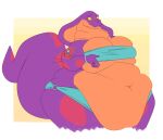  2022 5_fingers absurd_res anthro belly belly_overhang big_belly big_breasts breasts clothing curvy_figure double_chin fangs female fingers gem hi_res keeshee long_tail navel non-mammal_breasts obese obese_anthro obese_female overweight overweight_anthro overweight_female pearl_(gem) pearl_bracelet purple_body purple_scales purple_tail reptile ring_(jewelry) scales scalie simple_background snake snake_hood solo tail teeth thedandyduke thick_tail thick_thighs voluptuous wide_hips yellow_sclera 