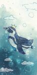  air_bubble animal animal_focus beak bird black_eyes bubble cloud crown haleta highres no_humans original painting_(medium) penguin solo star_(symbol) swimming traditional_media underwater watercolor_(medium) 