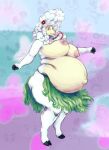  absurd_res anthro awful_lad belly big_belly bovid breasts caprine exposed_breasts female grass_skirt hi_res mammal nipples overweight overweight_female pregnant sha_(twf) sheep solo the_walten_files thick_thighs 