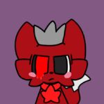  angry anthro blood blood_on_eye blood_on_face bodily_fluids canid canine crown demon demonfong_(character) fox grey_crown headgear hybrid looking_at_viewer low_res male mammal pinkfong_(character) red_star solo star unknown_artist 