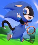  absurd_res anthro atlus butt cosplay crossover crossover_cosplay domestic_cat felid feline felis gesture hi_res inkune looking_at_viewer male mammal megami_tensei megami_tensei_persona morgana_(persona) ring running sega smile solo sonic_the_hedgehog sonic_the_hedgehog_(series) tail v_sign 
