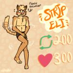  anthro art_meme blush breaking_the_fourth_wall clothed clothing digital_media_(artwork) eli_(solarlewds) english_text felid feline fur hi_res male mammal meme multicolored_body multicolored_fur partially_clothed simple_background solarlewds solo text twitter underwear yellow_body yellow_fur 