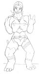  3_fingers 3_toes alternate_species anthro barefoot belt big_breasts black_and_white bottomwear bow_experiment_(resident_evil) breasts capcom claws cleavage clenched_teeth clothed clothing corruption device digitigrade erect_nipples erect_nipples_under_clothes feet female fingers forced forced_transformation front_view hair huge_breasts ivanks jewelry long_neck looking_down mammal mental_transformation mid_transformation monochrome muscular necklace nipples partially_clothed pupils resident_evil rhinoceros sheva_alomar shirt short_hair shorts simple_background sketch solo species_transformation spread_legs spreading standing tank_top teeth thick_thighs toe_claws toes topwear torn_clothing transformation transformation_through_technology white_background worried worried_look 