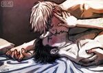  2boys bad_id bad_tumblr_id bara beard_stubble black_hair blonde_hair couple cris_art from_side hand_on_another&#039;s_cheek hand_on_another&#039;s_face holding_hands hulkling interlocked_fingers kiss lying lying_on_person male_focus marvel multiple_boys nude on_back pectorals short_hair sideburns thick_eyebrows toned toned_male upper_body wiccan yaoi 