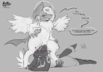  2023 absol ambiguous_gender anthro bodily_fluids canid canine clothing digital_drawing_(artwork) digital_media_(artwork) duo ear_riding eeveelution english_text female fox fur generation_2_pokemon generation_3_pokemon genital_fluids genitals greyscale hi_res kinktober mammal mega_absol mega_evolution monochrome nintendo open_mouth penetration pokemon pokemon_(species) pussy pussy_juice red_eyes shaded simple_background storm_(artist) tail text umbreon vaginal vaginal_penetration white_body wings 