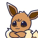  1:1 alpha_channel ambiguous_gender brown_body brown_eyes brown_fur canid crossed_arms digital_media_(artwork) eevee endwl feral fur generation_1_pokemon low_res mammal neck_tuft nintendo pokemon pokemon_(species) reaction_image solo tail tan_body tan_fur tuft 