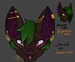  amaretto_(lofinebulae) anthro bat fan_character female forked_tongue green green_hair hair lofinebulae looking_at_viewer mammal piercing piercings_everywhere redesign solo tongue tongue_out 