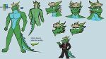  antifreezetea athletic black_tie_(suit) butt celadon_vian clothing dragon green_body green_scales hi_res male model_sheet reptile scales scalie slightly_muscular smile smirk suit 
