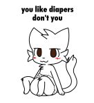  anthro blush boy_kisser_(meme) clean_diaper clothed clothing diaper diaper_fetish diaper_only digital_media_(artwork) domestic_cat english_text felid feline felis fur hair looking_at_viewer male mammal meme silly_cat_(mauzymice) simple_background sirhooby smile solo tail text topless wearing_diaper white_background white_body white_fur 