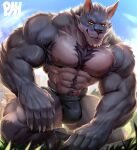  abs anthro armpit_hair asmund_(tavern_of_spear) body_hair canid canine canis chest_hair claws clothing fur hi_res male mammal muscular muscular_anthro muscular_male nipples pecs physen sharp_claws solo tavern_of_spear underwear vein veiny_muscles wolf 