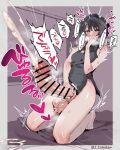  1girl absurdres arknights bar_censor bare_arms barefoot black_eyes black_hair black_shirt blush bottomless censored covering_mouth cum ejaculation erection full_body futanari futanari_masturbation highres huge_penis kneeling la_pluma_(arknights) masturbation mirin_chikuwa penis projectile_cum shirt short_hair solo speech_bubble tearing_up testicles translation_request 