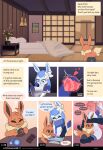  3_toes absurd_res blush comic cooking duo eevee eeveelution english_text eti_(utopianvee) feet female feral generation_1_pokemon generation_4_pokemon glaceon hi_res male mammal mochi_(snowyembers) nintendo pokemon pokemon_(species) pokemon_berry sweets text toes utopianvee 