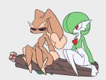  ambiguous_gender duo eye_contact fur gardevoir generation_3_pokemon generation_4_pokemon group kattobyte looking_at_another lopunny nintendo pokemon pokemon_(species) simple_background simple_coloring simple_face sitting 