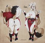  absurd_res amaterasu_(okami) anthro anus big_breasts big_butt breasts butt canid canine canis capcom female fur genitals hi_res inu-sama mammal mature_female okami_(capcom) pussy white_body white_fur wolf 