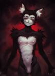  abs anthro black_body domestic_cat ears_front felid feline felis front_view fur furry_ears furry_tail hair half_body hi_res invalid_tag kaneda_chan looking_at_viewer male mammal navel nipples portrait pupils red_pupils simple_background smile solo tail thin_body white_body white_hair 