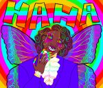  clothed clothing entity_(tma) female helen_richardson hi_res humanoid insect_wings laugh lepidopteran_wings lips rainbow secralkali smile solo spiral_(tma) suit_jacket the_distortion the_magnus_archives unusual_anatomy winged_humanoid wings 