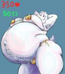 absurd_res anthro areola areola_slip armpit_hair awful_lad belly big_areola big_belly big_butt bikini body_hair butt clothing female gold_bikini hi_res looking_down low-angle_view monster pubes solo swimwear thick_thighs toriel undertale_(series) 