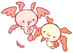  1other :3 angel angel_wings animal_focus axolotl blush chibi flying grindzone multiple_wings original wings 